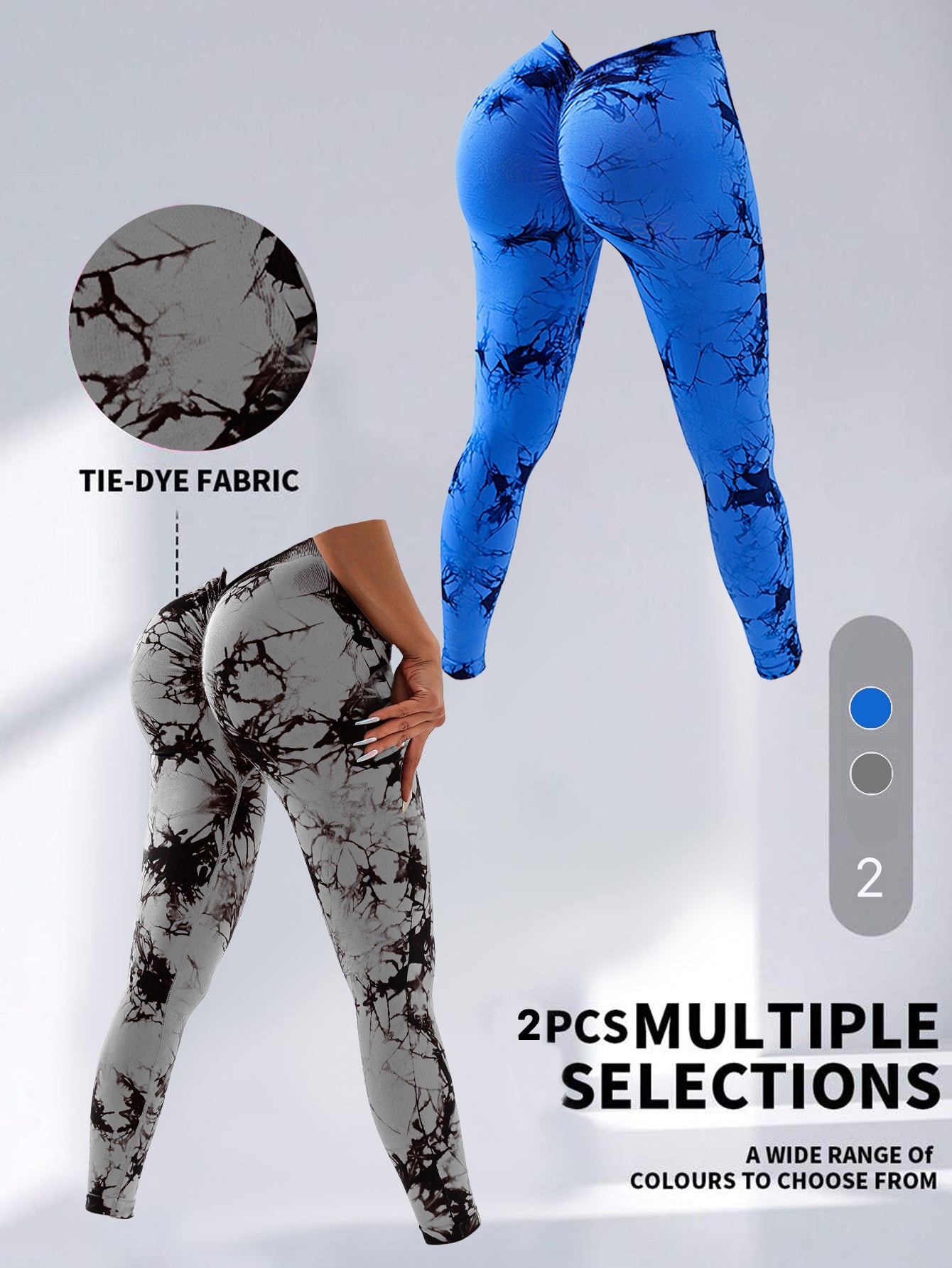 2-Pack Tie-Dye High Waist V-Back Yoga Leggings
