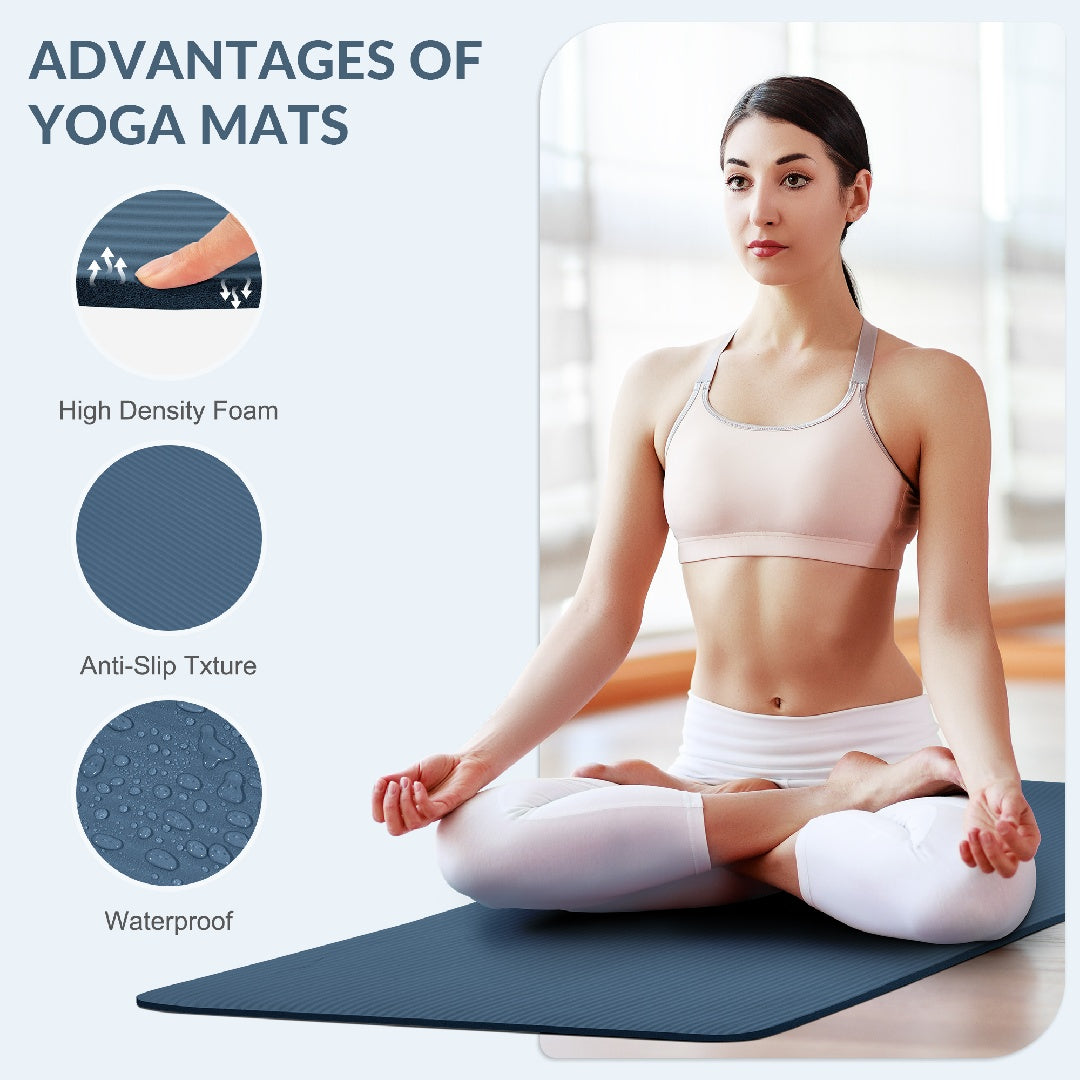 Ultra-Thick 1-2 Inch High-Density Yoga Mat with Carry Straps – Self Pickup Only, Suitable for All Yoga Styles