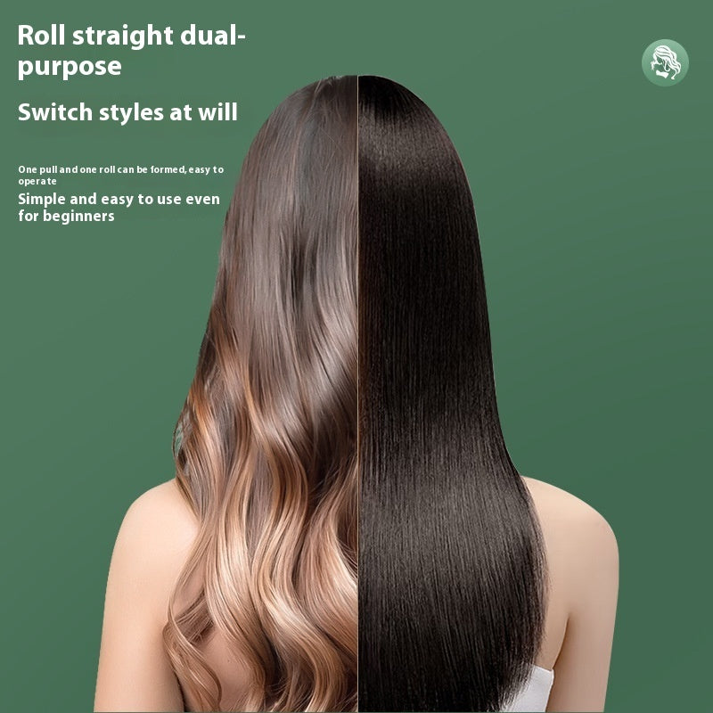 2-in-1 Hair Curler & Straightener | Dual-Use Ceramic Straightener & Curler | Fast Styling for Curly & Straight Hair | White Design