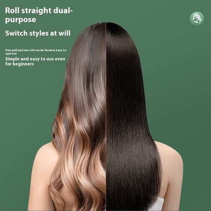 2-in-1 Hair Curler & Straightener | Dual-Use Ceramic Straightener & Curler | Fast Styling for Curly & Straight Hair | White Design