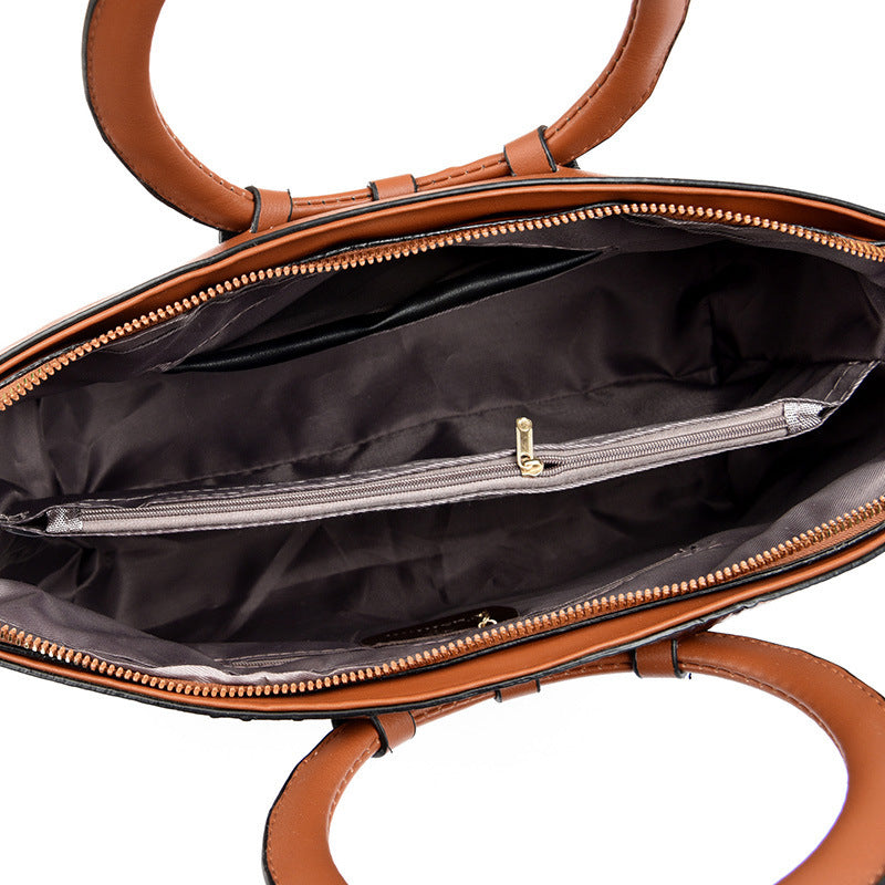 Chic Stone Pattern Ring Shoulder Bag for Women – Trendy Handbag with Unique Accent