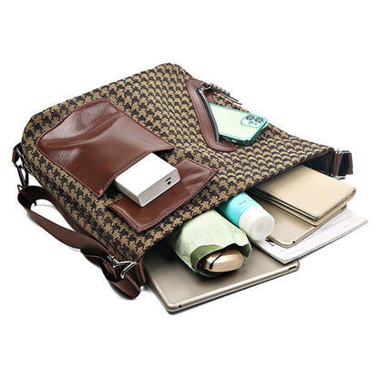 Houndstooth Backpack for Women – Fashion Rivet Design with Leopard Print Accents | Trendy Shoulder Bag