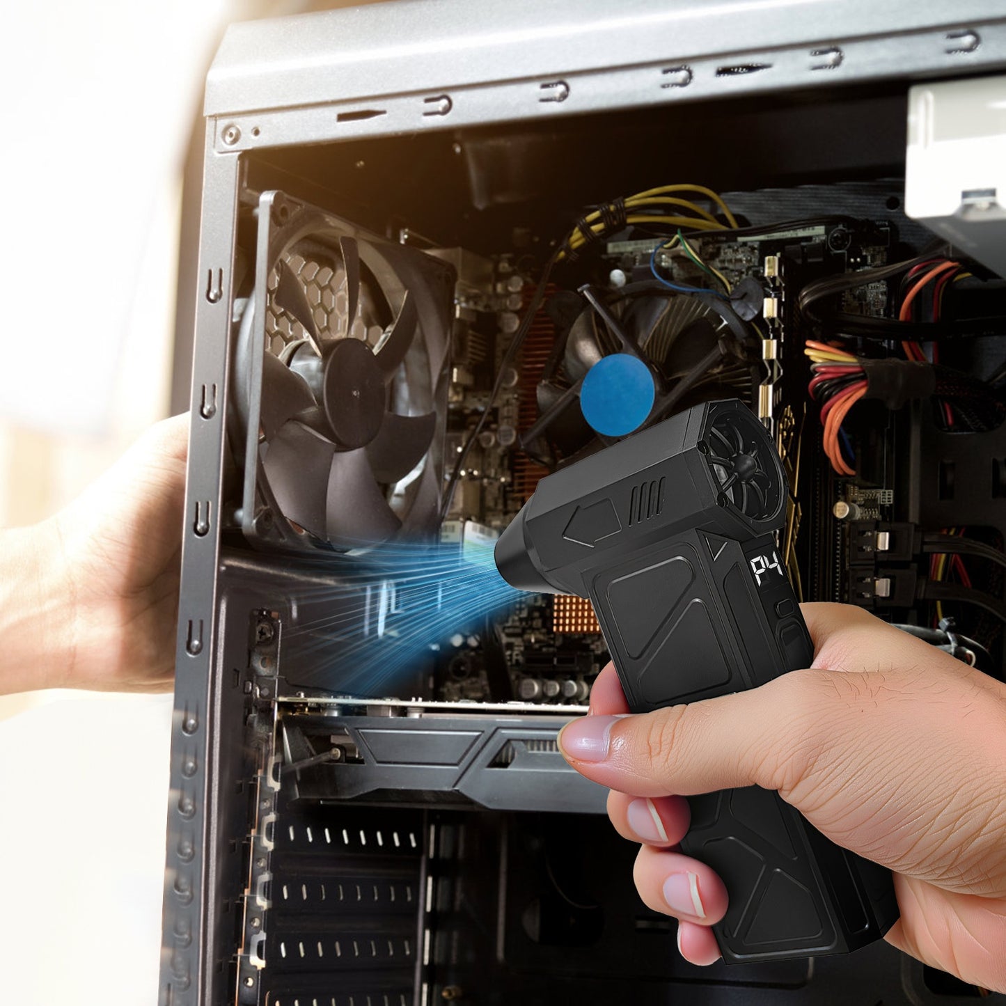 1-Pack LED Compressed Air Duster – High-Speed Cordless Vacuum Cleaner for Keyboard, PC, Home & Car, 160,000 RPM with 4 Adjustable Speeds