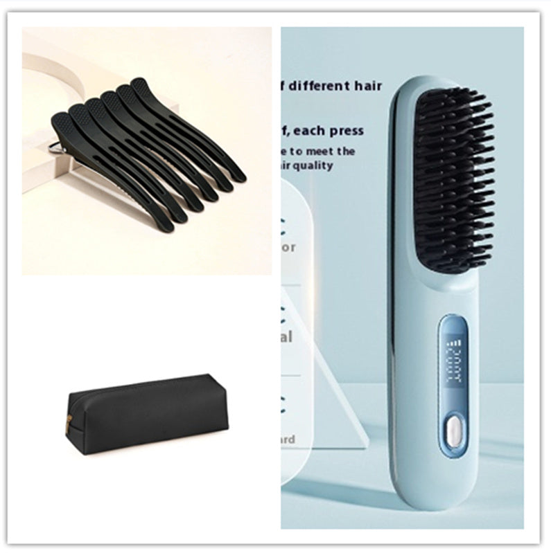 2-in-1 Wireless Hair Straightener & Curler Comb for Smooth, Frizz-Free Hair