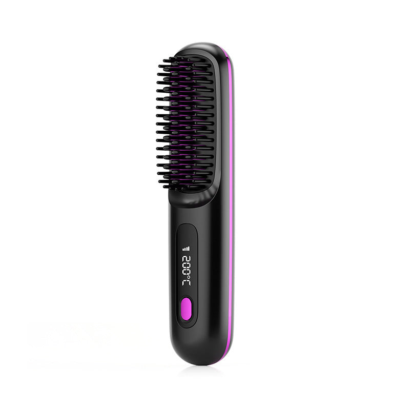 2-in-1 Wireless Hair Straightener & Curler Comb for Smooth, Frizz-Free Hair