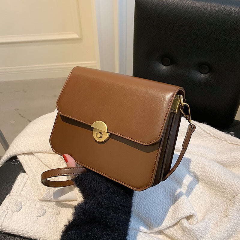 Women's Solid Color Stone Crack Pattern PU Handbag – Stylish Personality Shoulder Bag