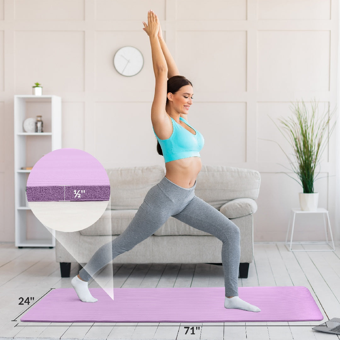 Ultra-Thick 1-2 Inch High-Density Yoga Mat with Carry Straps – Self Pickup Only, Suitable for All Yoga Styles