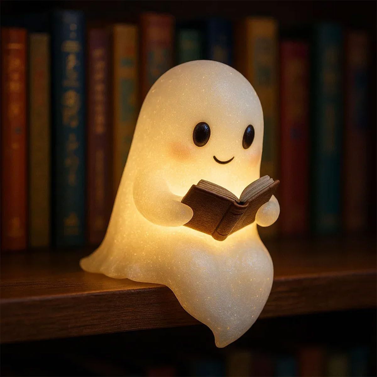 Cute LED Ghost Night Light for Kids – Warm Glow Bedside Sleep Lamp | Halloween Decoration & Gift