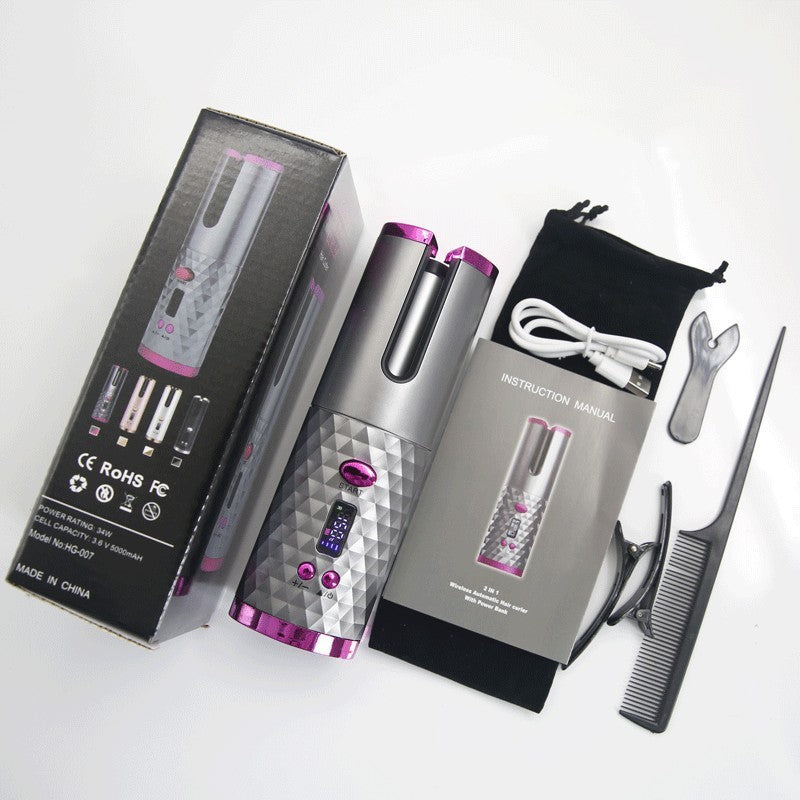Wireless Hair Curler – USB Charging, Portable Auto Rotating Curling Iron for Effortless Styling