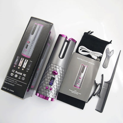 Wireless Hair Curler – USB Charging, Portable Auto Rotating Curling Iron for Effortless Styling