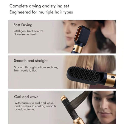 5-in-1 Hair Dryer & Styler Set – Multi-Functional Hot Air Brush with Curling Iron, Straightener & Volumizer