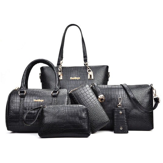 Women's Snakeskin Pattern Handbag Set – 3-Piece European & American Fashion Tote, Crossbody & Clutch