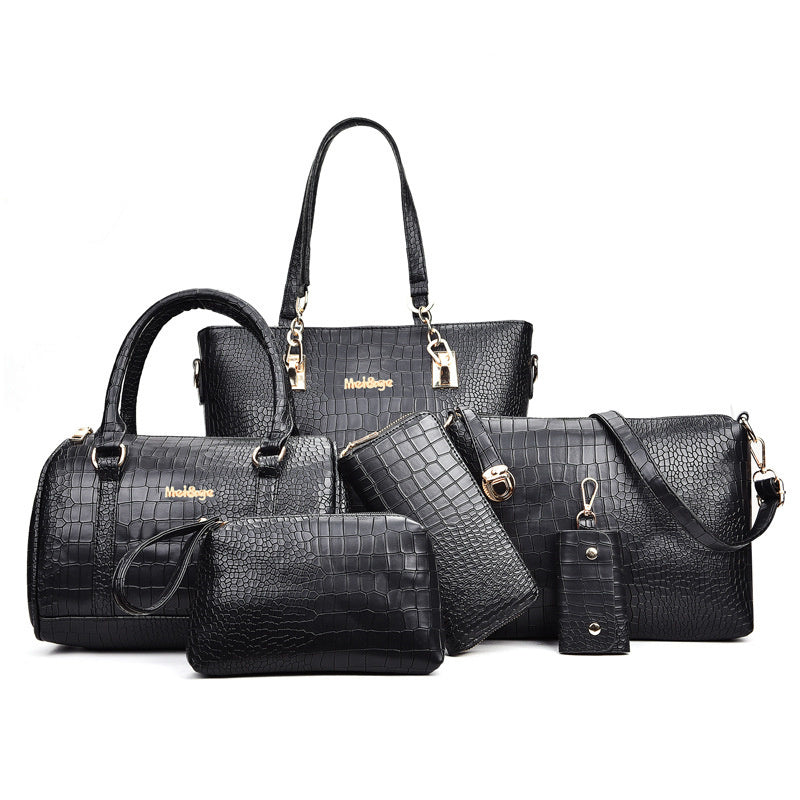 Women's Snakeskin Pattern Handbag Set – 3-Piece European & American Fashion Tote, Crossbody & Clutch