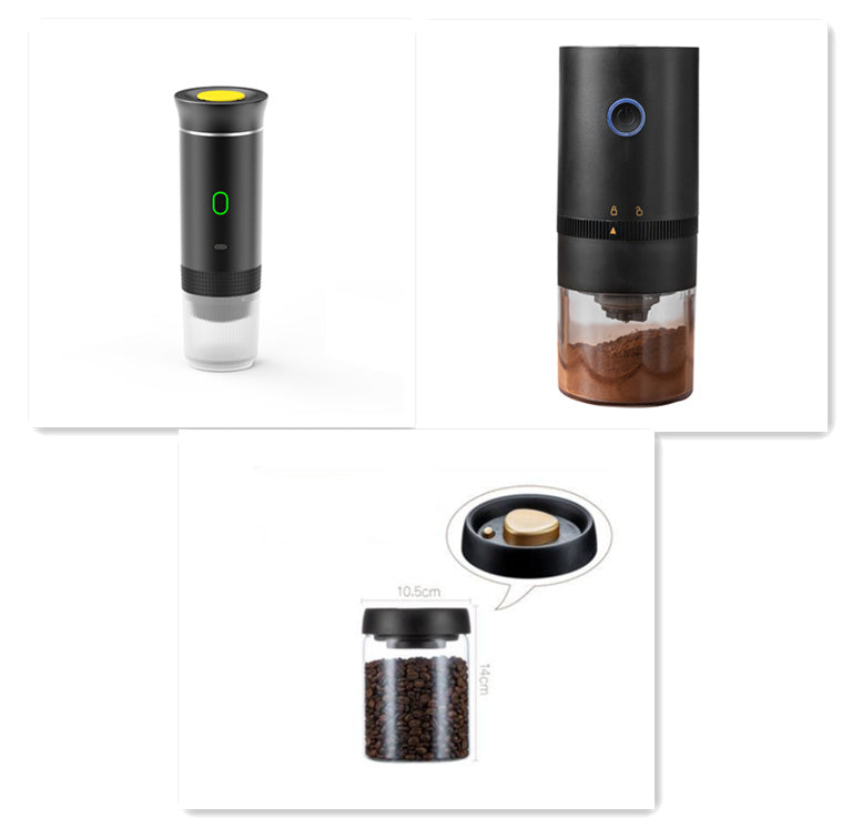 Portable 3-in-1 Coffee Maker with Electric Grinder