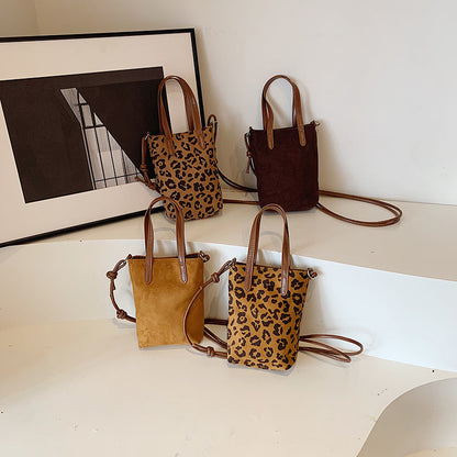 Women’s Retro Leopard Print Crossbody Bag – Versatile Suede Shoulder & Phone Bag for Autumn/Winter