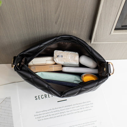 Women's Small Messenger Bag – Trendy Lingge Embroidery Crossbody with Fashion Chain Strap