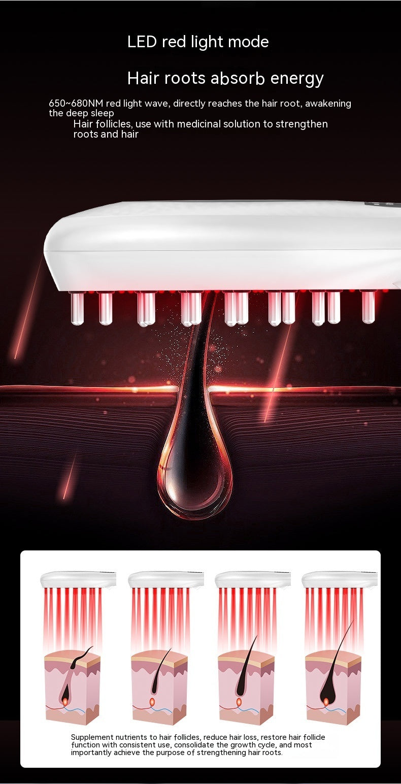 Electric Anion Hair Brush with Microcurrent, Red & Blue Light Therapy, and Vibration Massage