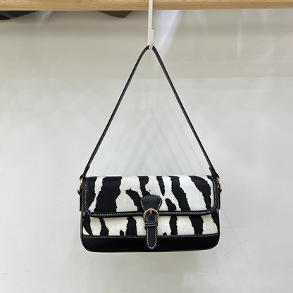 Women's Zebra Print Satchel – Trendy Spliced Pattern Fashion Handbag