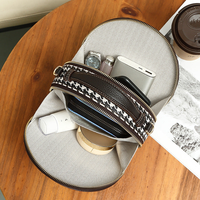 Retro Round Crossbody Shoulder Bag for Women – Stylish PU Leather Handbag, Easy to Match