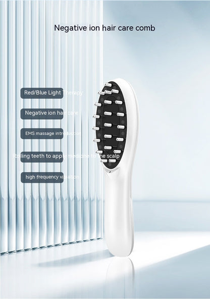 Electric Anion Hair Brush with Microcurrent, Red & Blue Light Therapy, and Vibration Massage