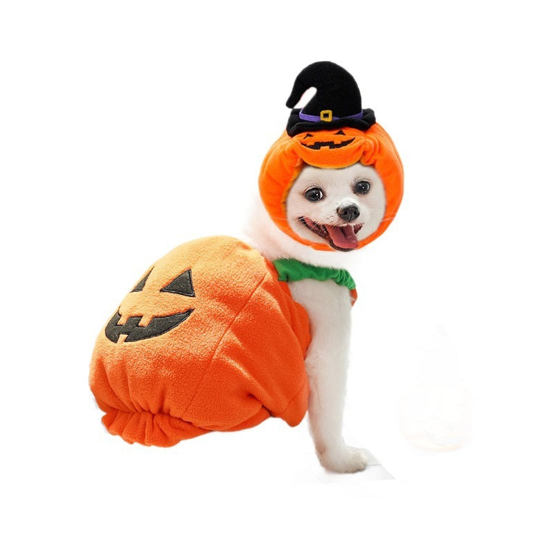 Halloween Pumpkin Pet Costume Vest – Funny Holiday Outfit for Dogs & Cats | Festive Harness for Small Pets