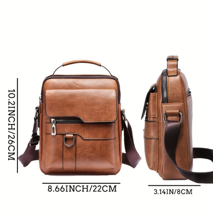 Men's PU Leather Crossbody Shoulder Bag – Casual Messenger Handbag with Card Holder Wallet
