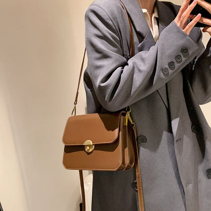 Women's Solid Color Stone Crack Pattern PU Handbag – Stylish Personality Shoulder Bag