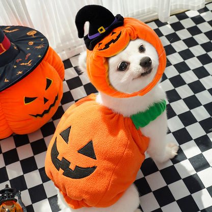 Halloween Pumpkin Pet Costume Vest – Funny Holiday Outfit for Dogs & Cats | Festive Harness for Small Pets